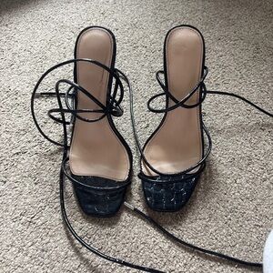 Elegant Black Strappy Women's Heels